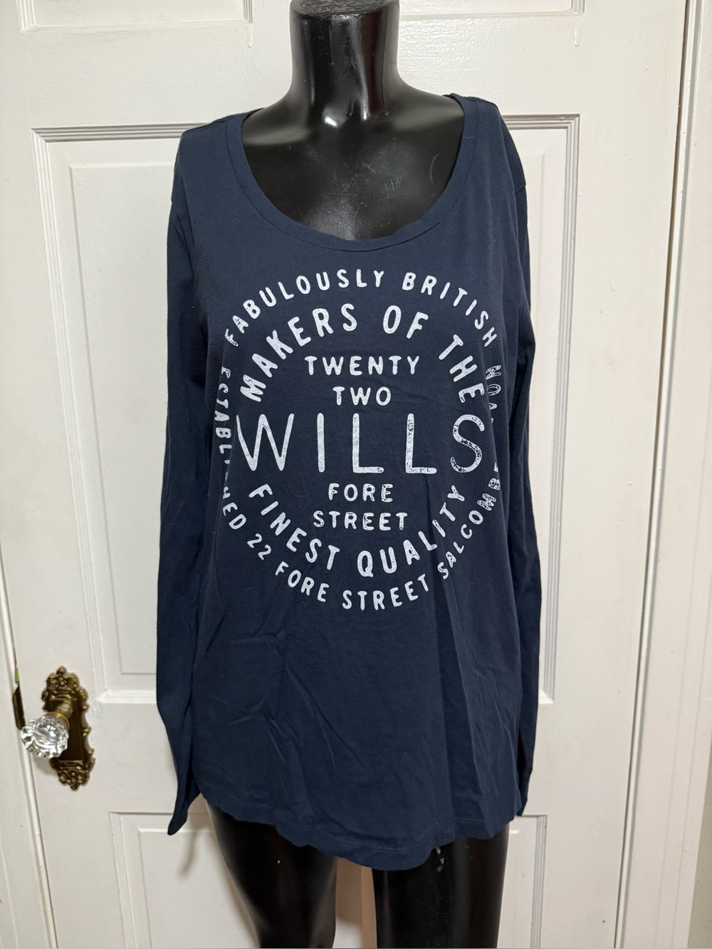 NEW Jack Willis Long Sleeve Thin Shirt Size 8 Womens Navy Blue Logo England
